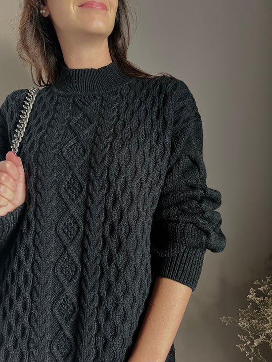 Mini abito lavorazione treccia in misto lana