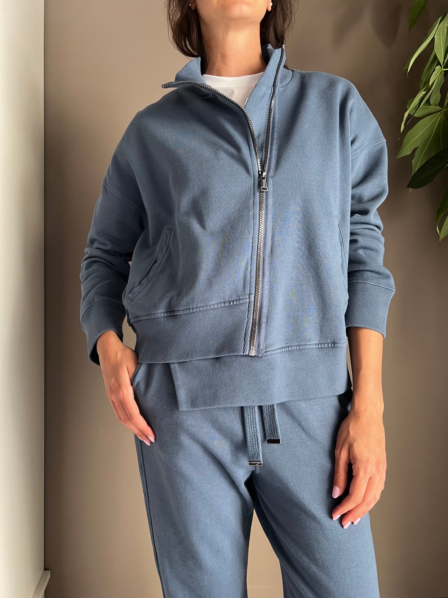 Felpa indingo con zip