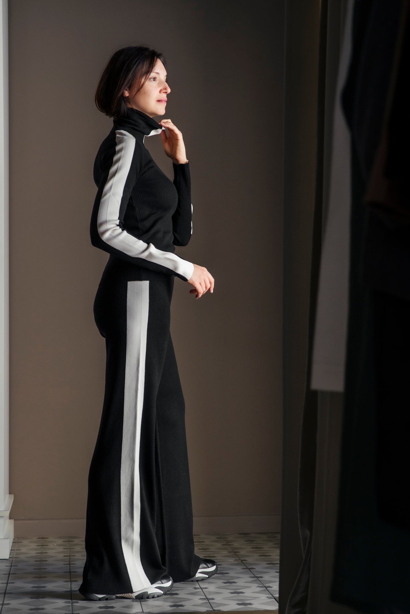 Pantalone Fly in Maglia Misto Lana Bi-Texture