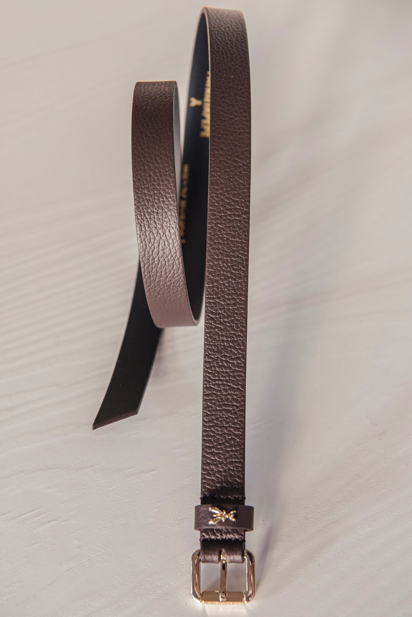Cintura bassa in pelle cioccolato