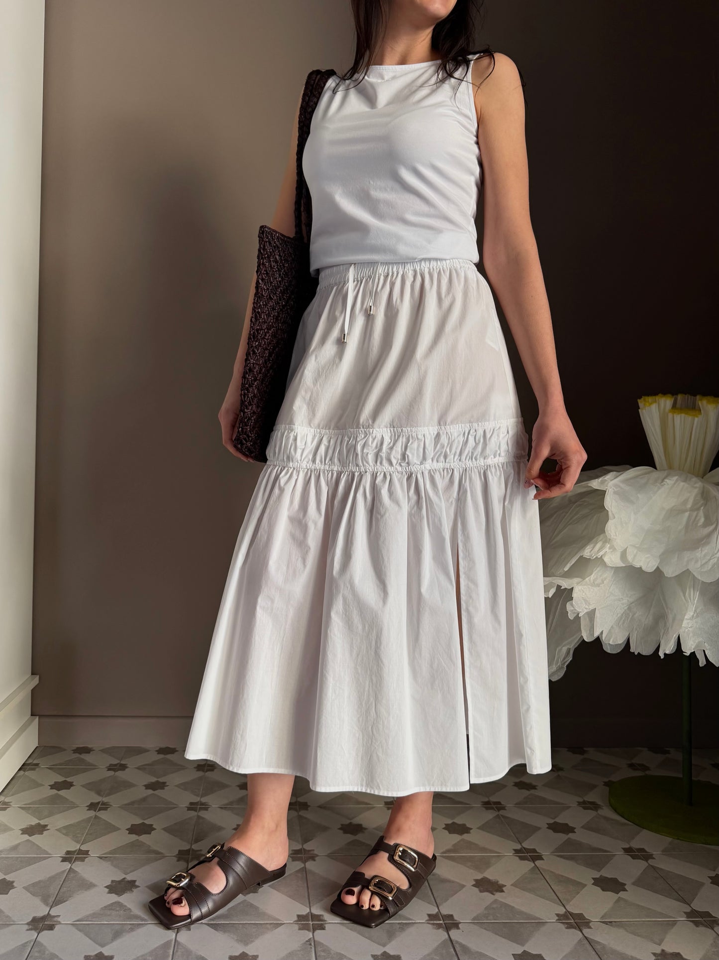 Gonna in Popeline di Cotone Bianca – Patrizia Pepe