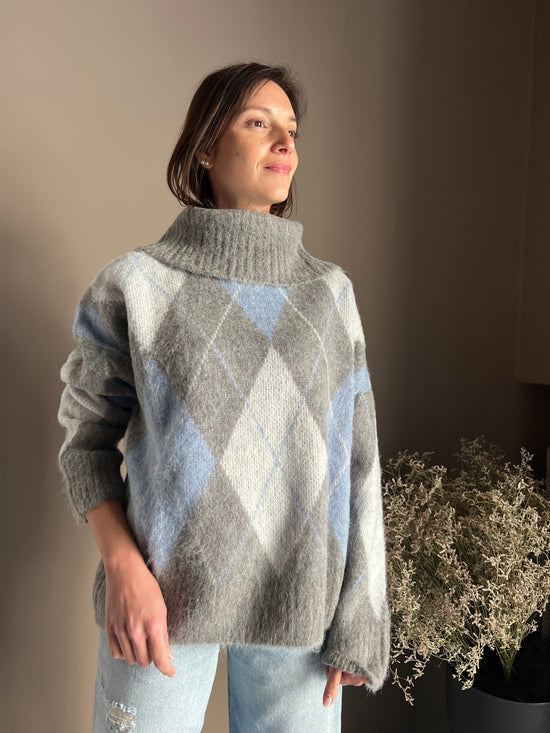 Maglia oversize losanghe Solo Tre