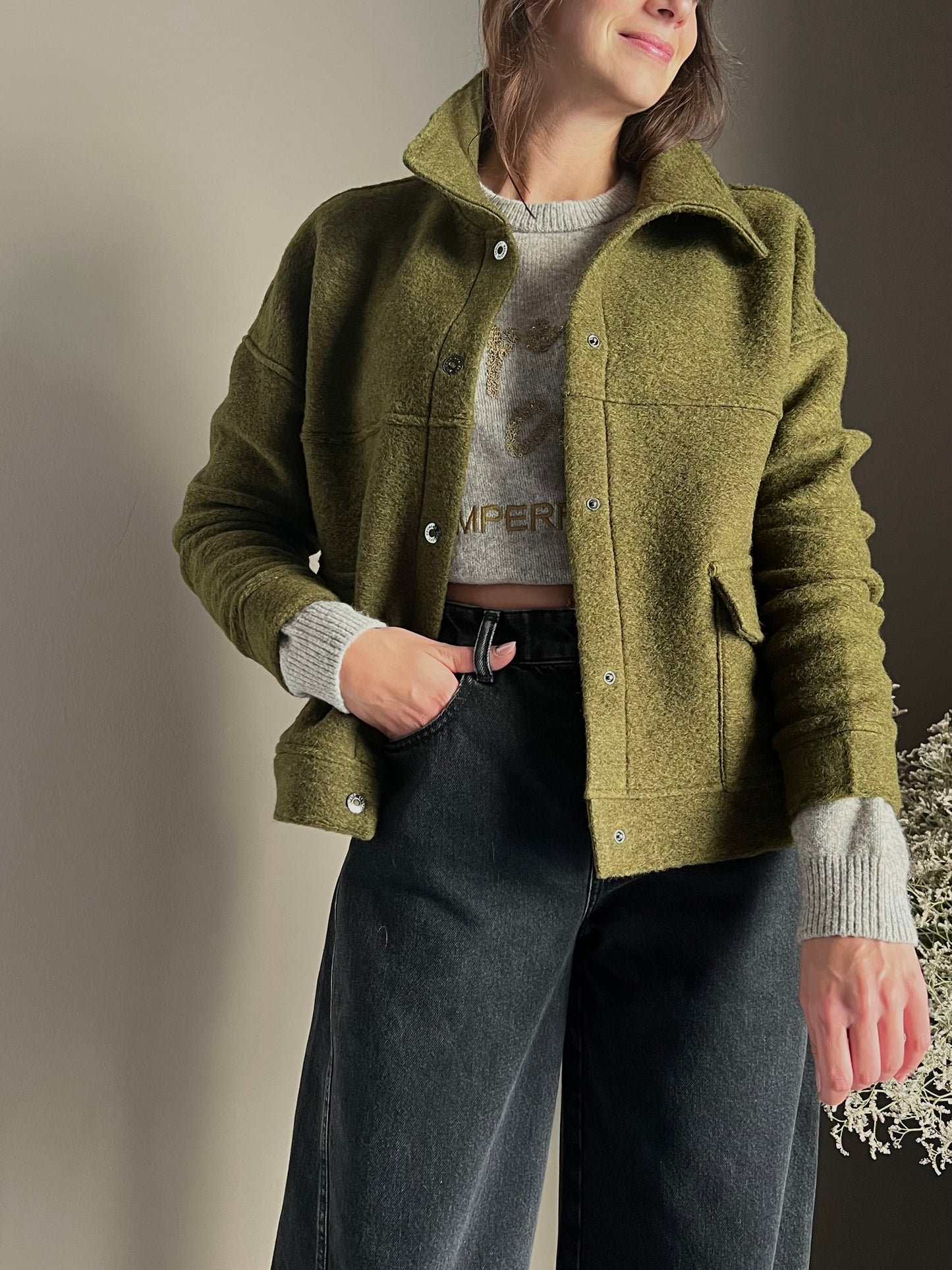 Giacca in lana cotta verde Noumeno Concept