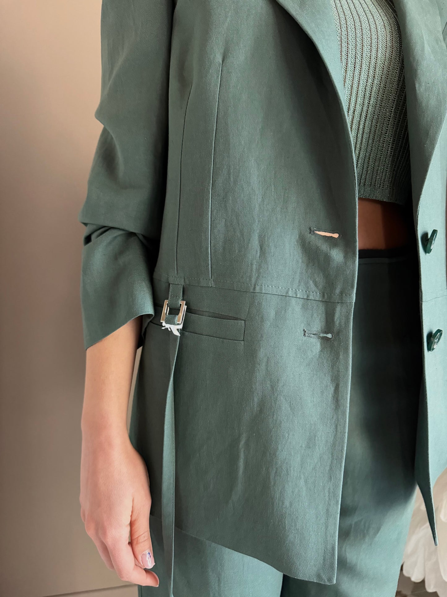 Blazer Patrizia Pepe in Lino e Viscosa – Verde Salvia