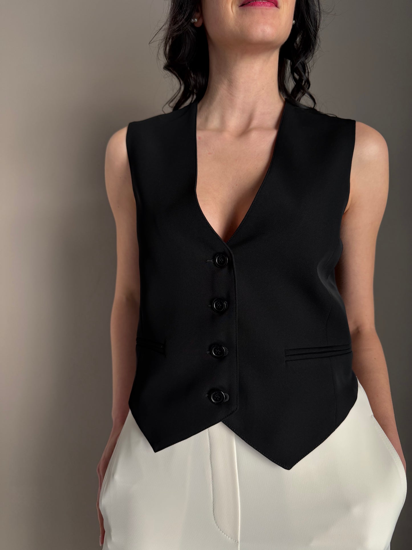 Gilet in crepe nero