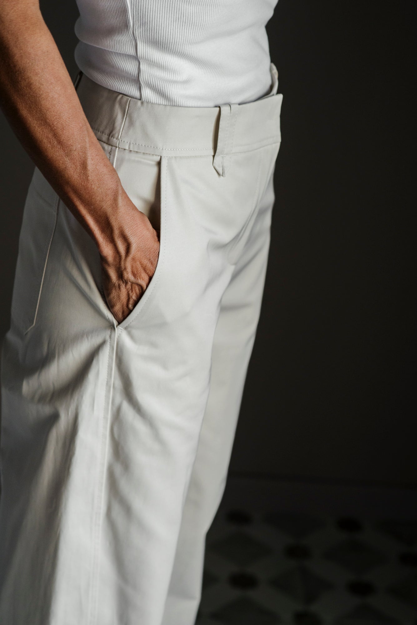 Pantalone in cotone barrel fit White Sand