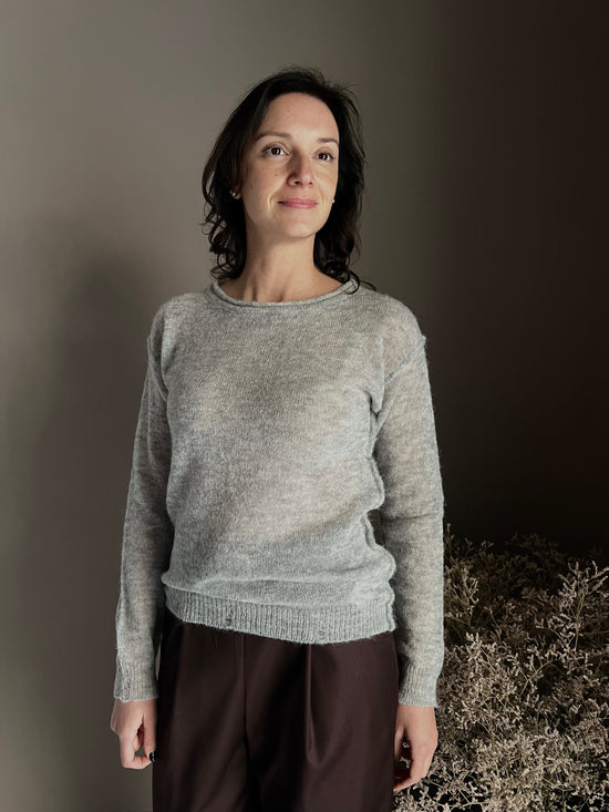 Maglia girocollo in lana e alpaca Noumeno Concept grigio perla