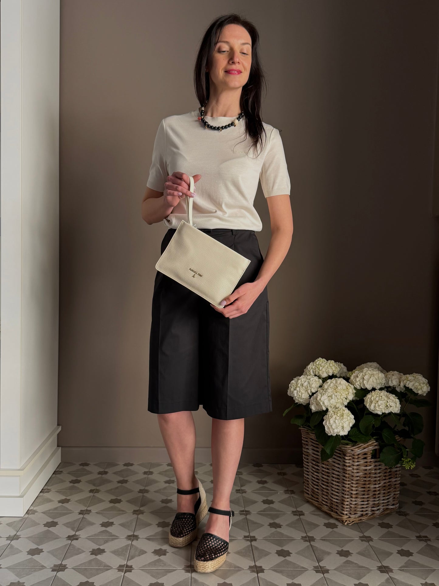 T-shirt in filo Pearl Ivory