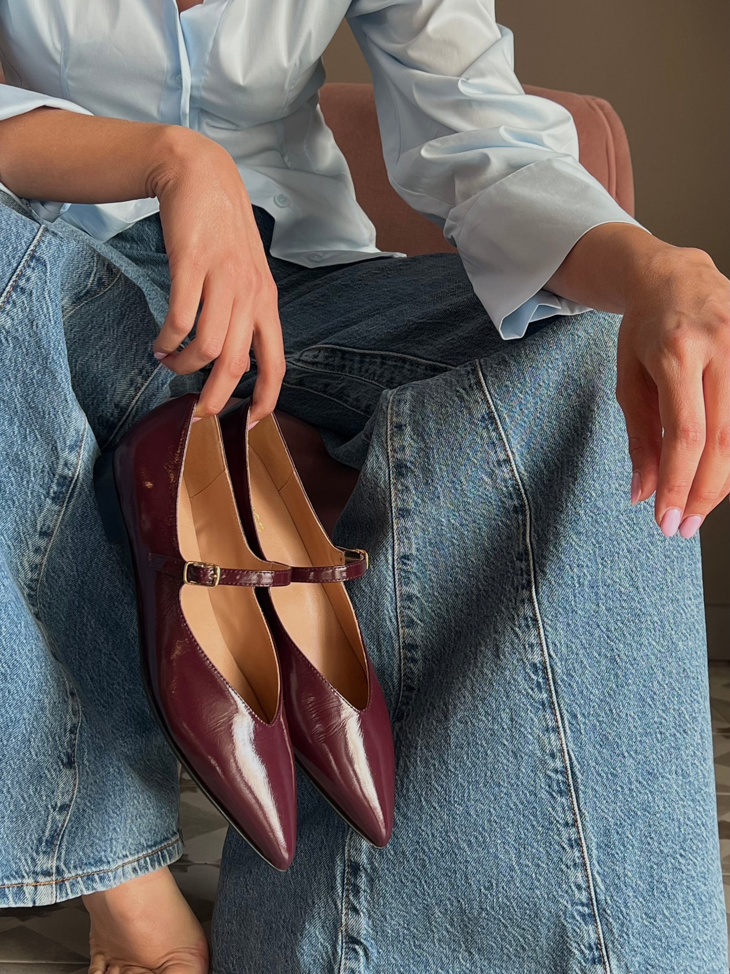 Scarpa bassa Mary Jane bordeaux