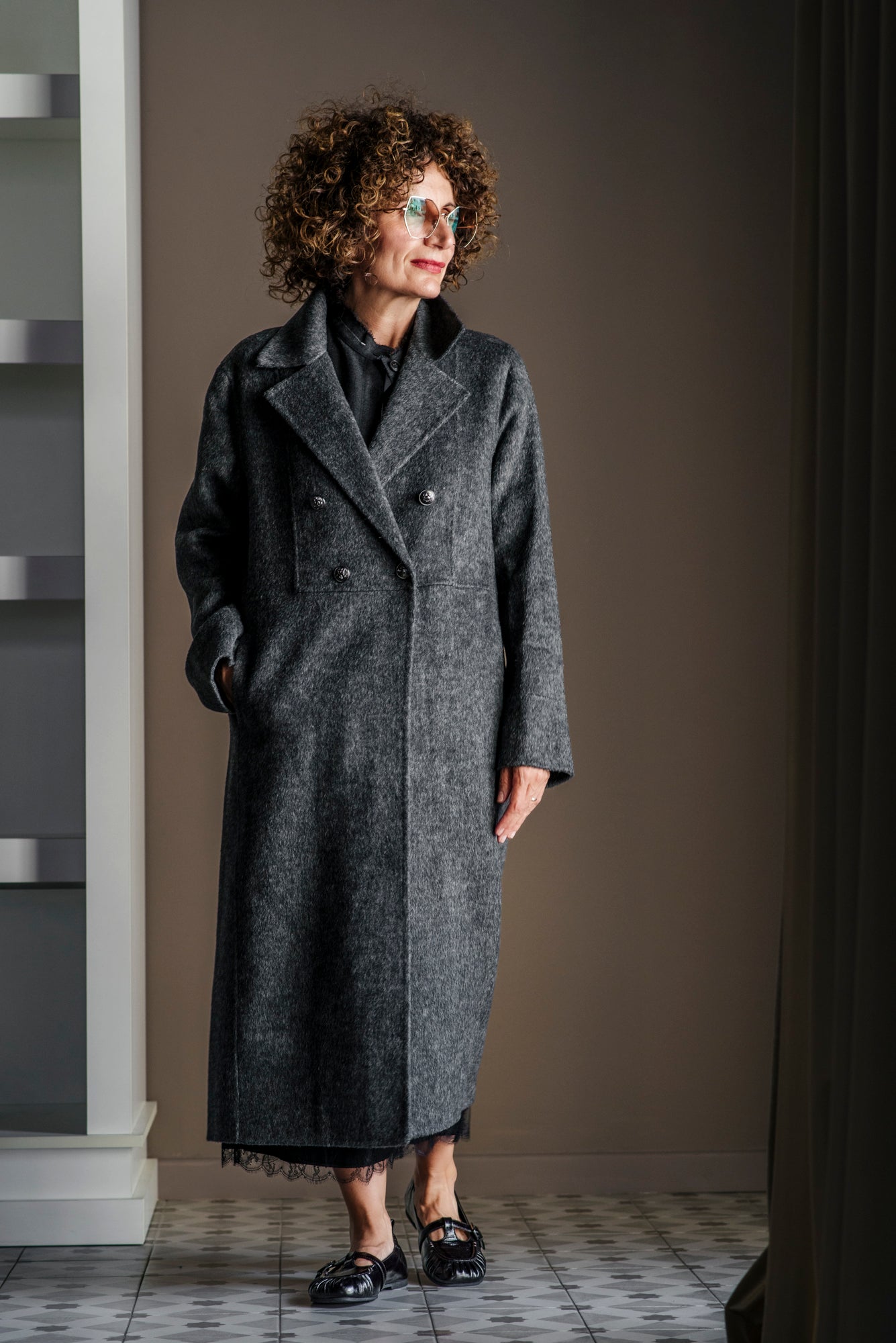 Cappotto doppio petto in panno di lana