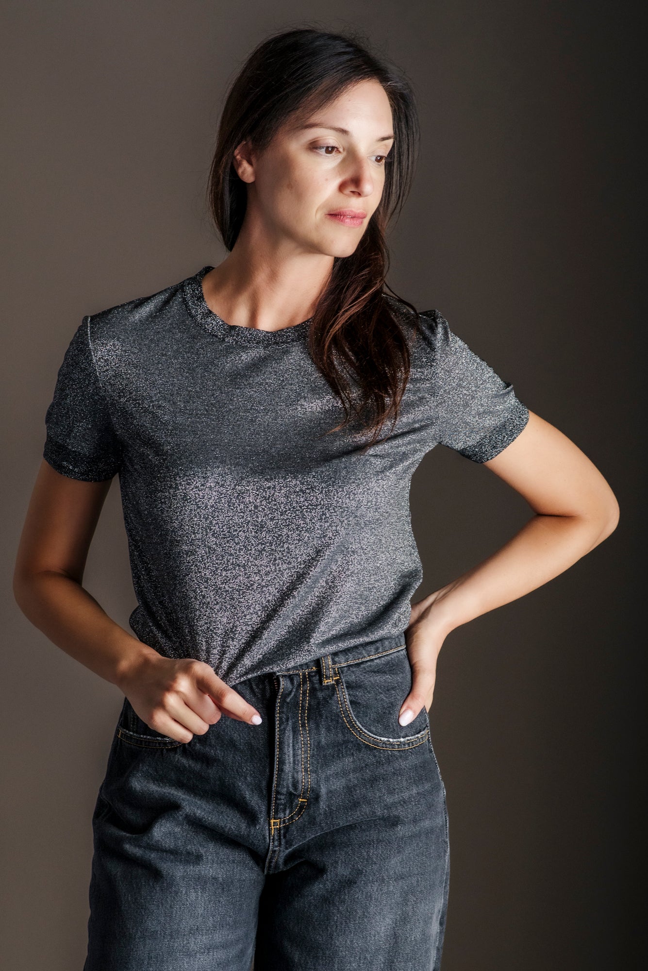 T-shirt Patrizia Pepe Lurex Gray
