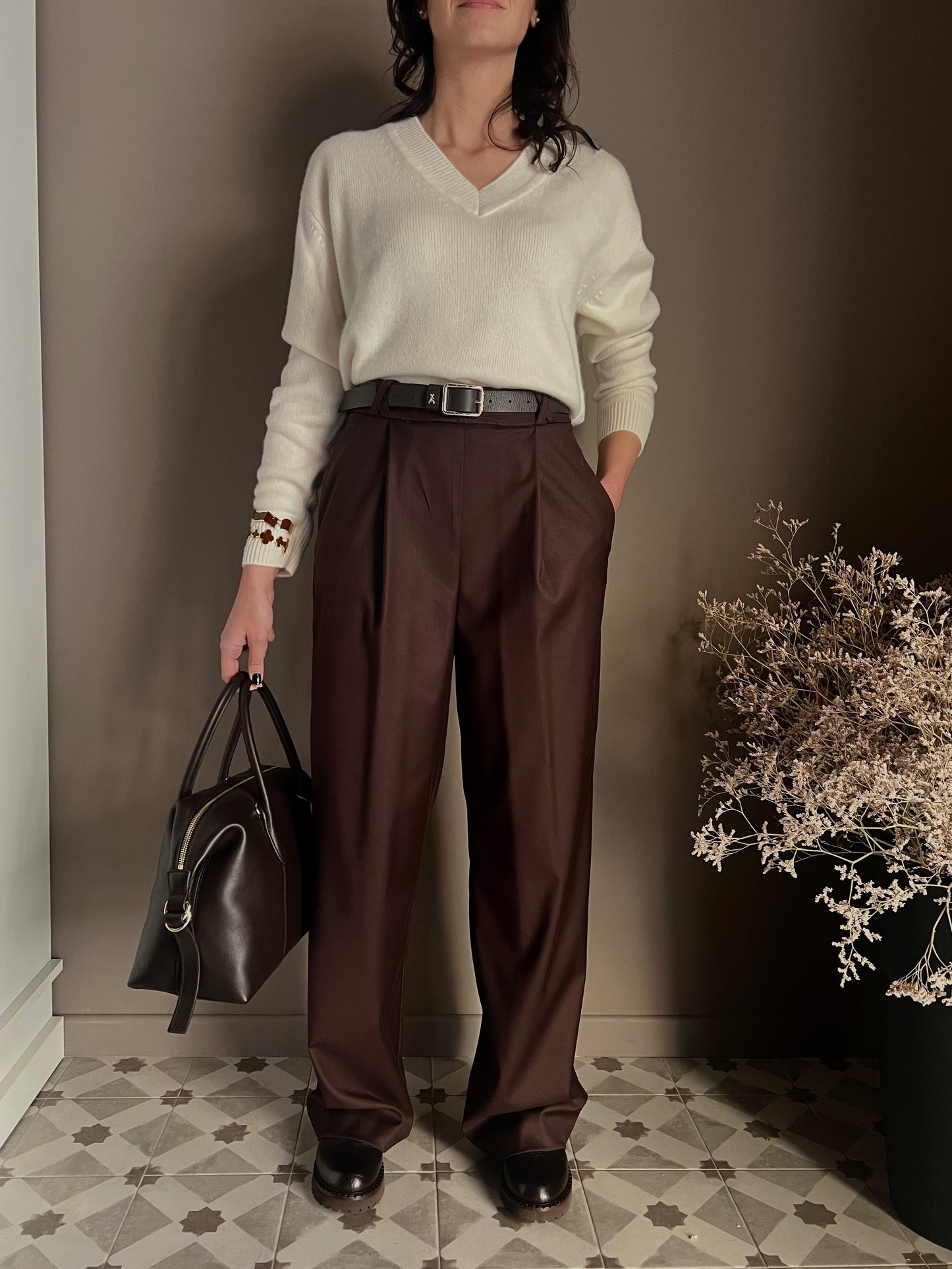 Pantalone a palazzo city chic fondente