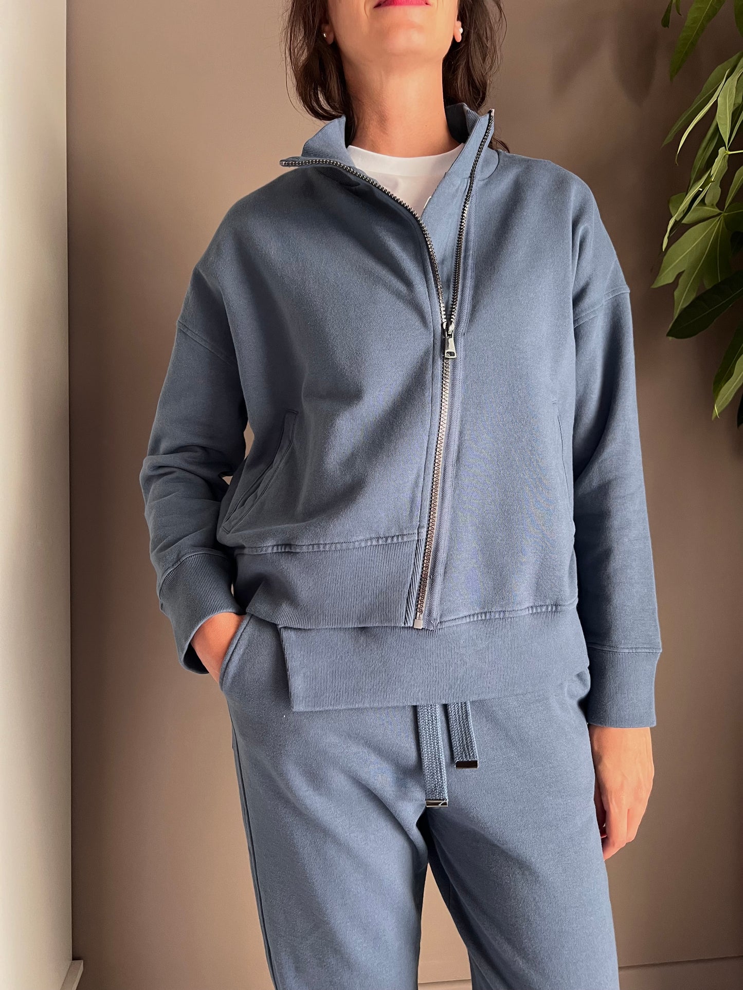 Felpa indingo con zip