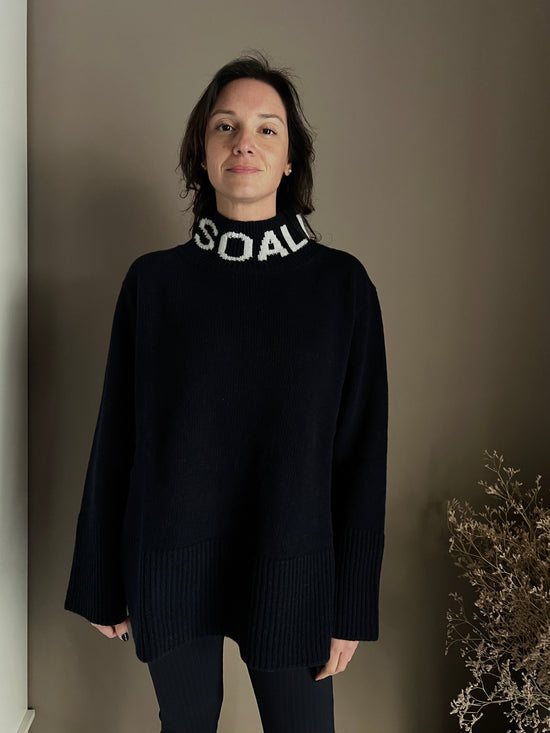 Maglione oversize So Allure con collo alto blu