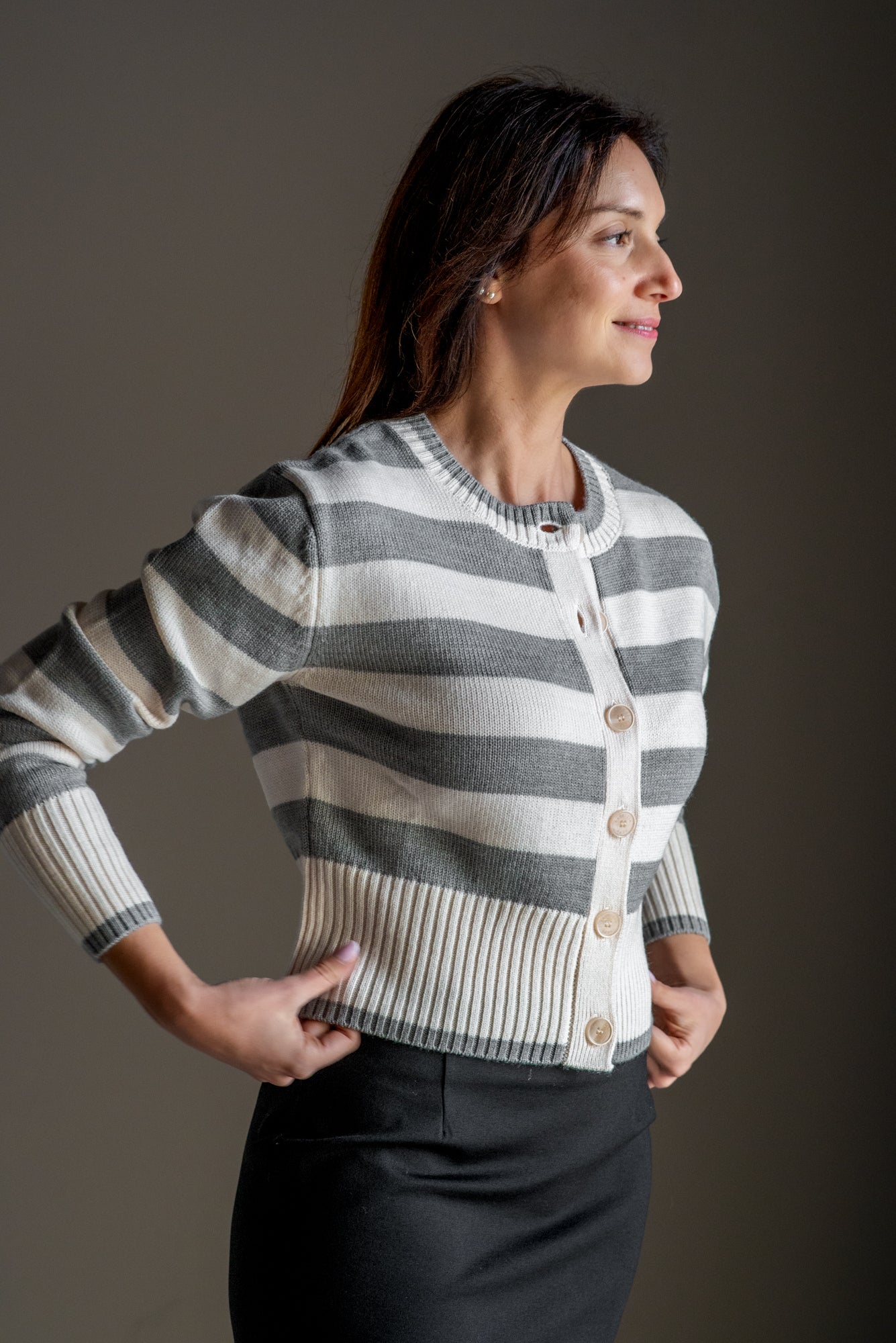Cardigan a Righe in Misto Lana – Patrizia Pepe