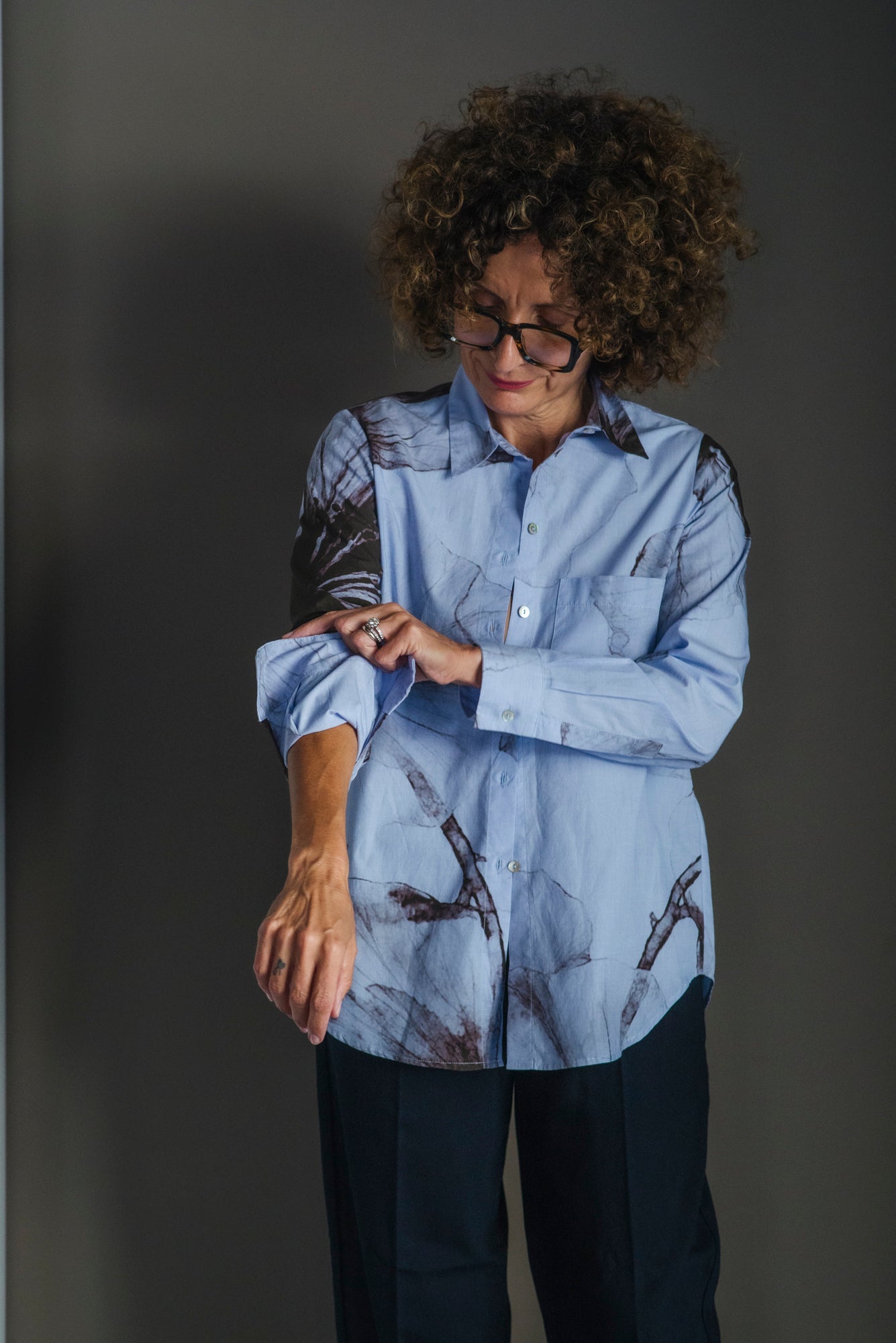 Camicia in cotone con stampa aerografo