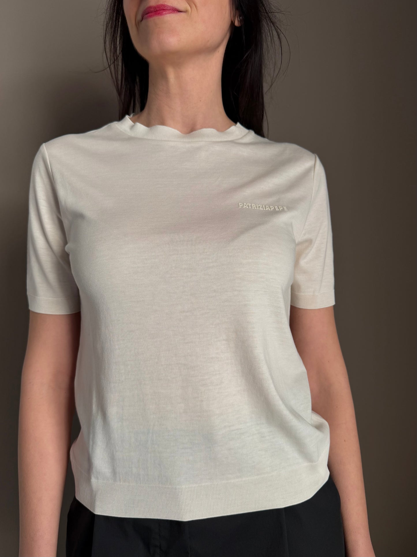 T-shirt in filo Pearl Ivory