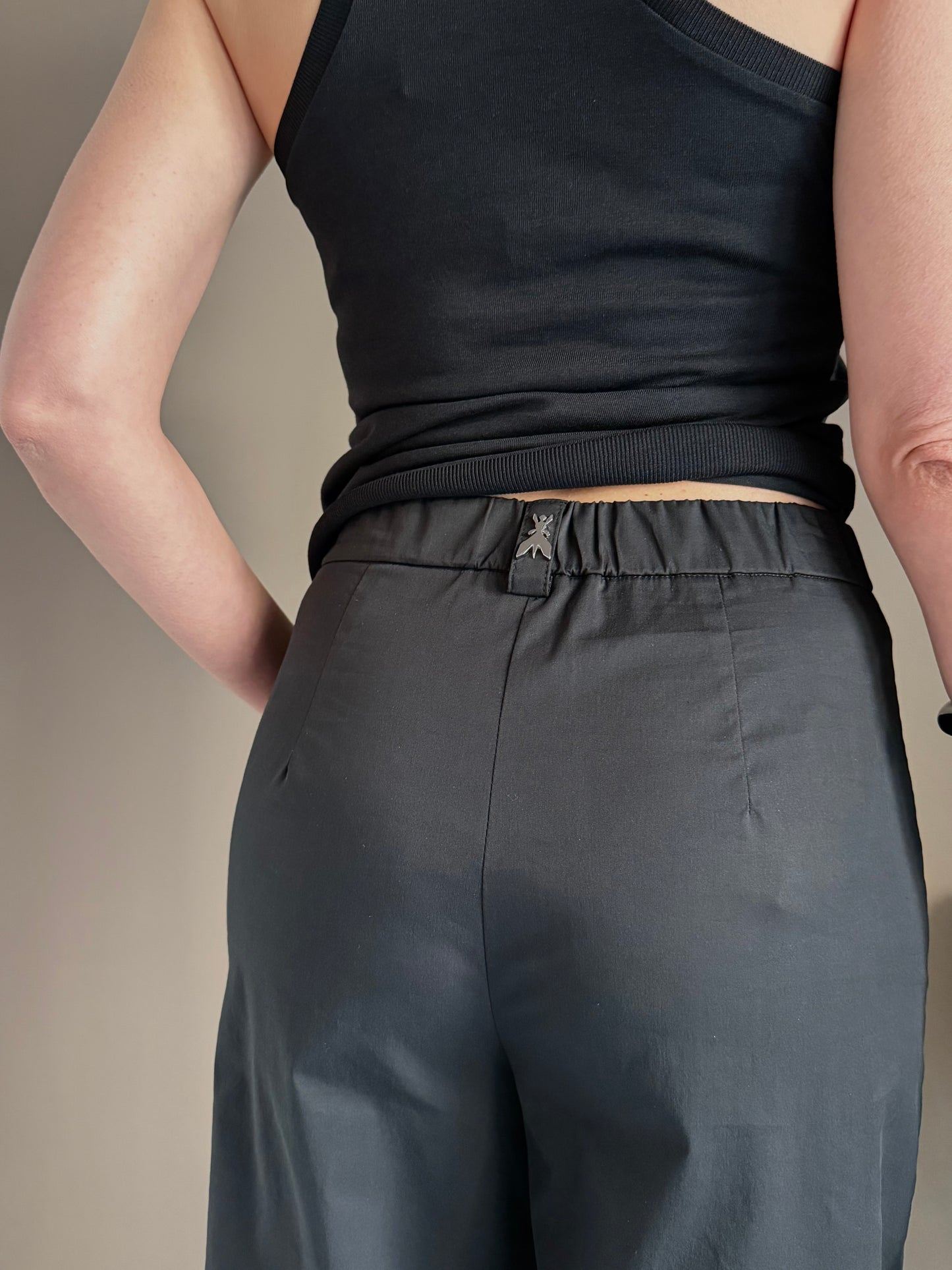 Pantalone in popeline con elastico Nero