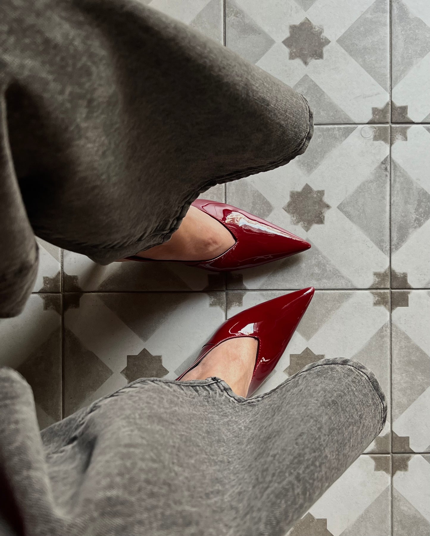 Slingback in vernice glossy Red