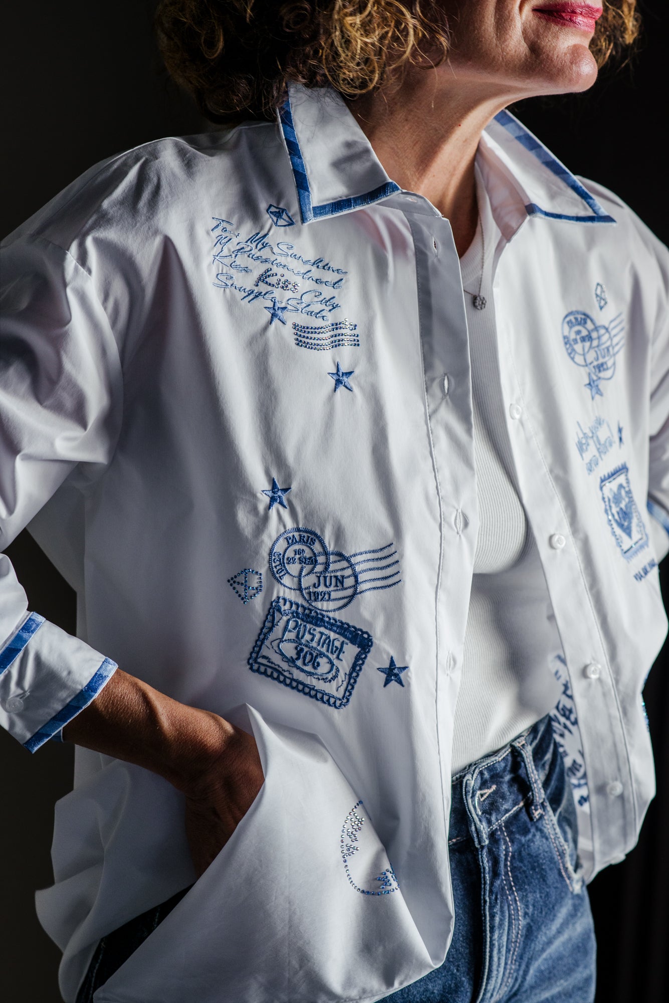 Camicia in cotone con ricami