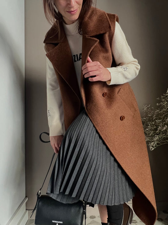 Cappotto smanicato in lana e alpaca