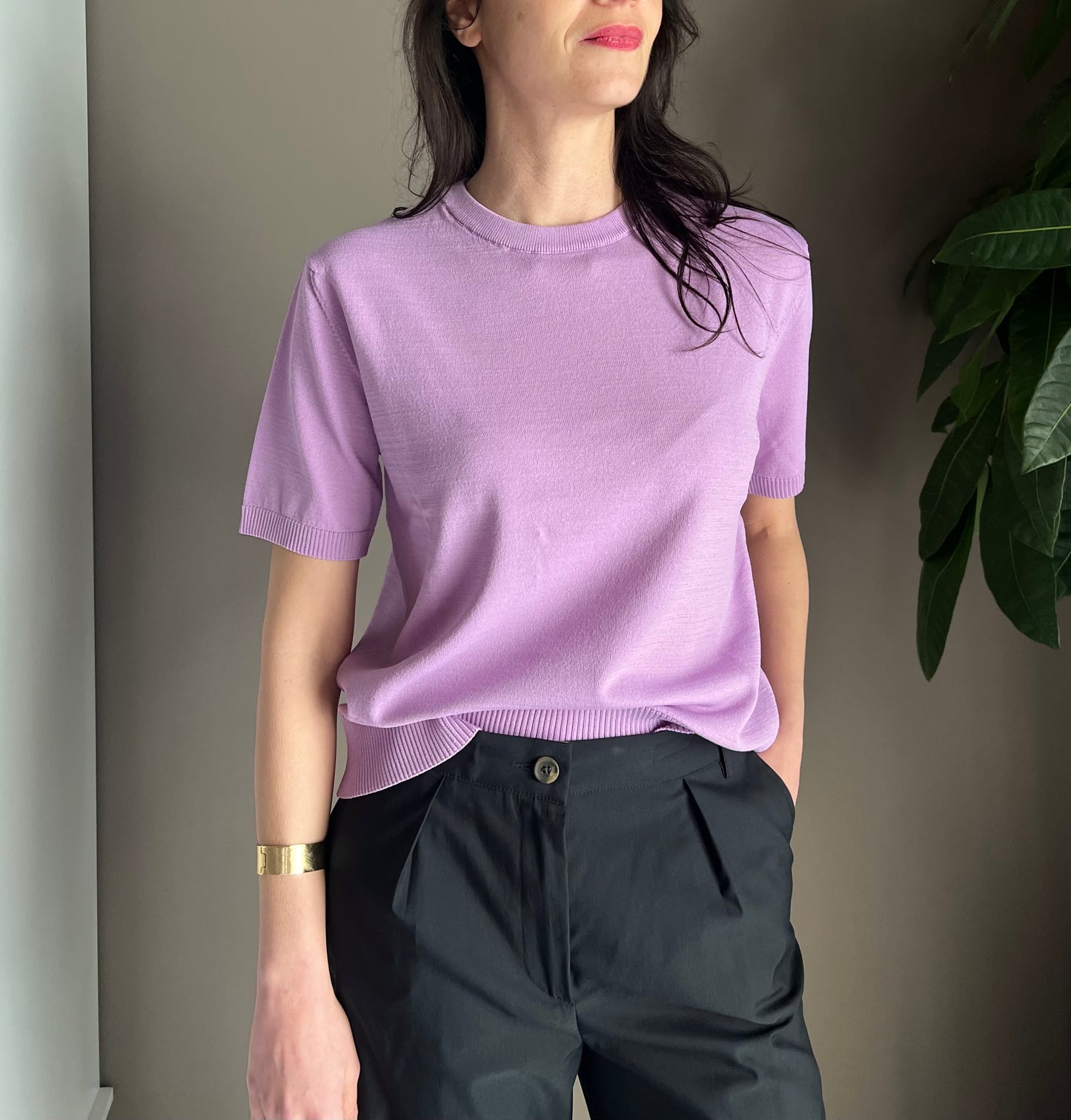Maglia in viscosa manica corta lilac