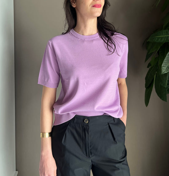 Maglia in viscosa manica corta lilac