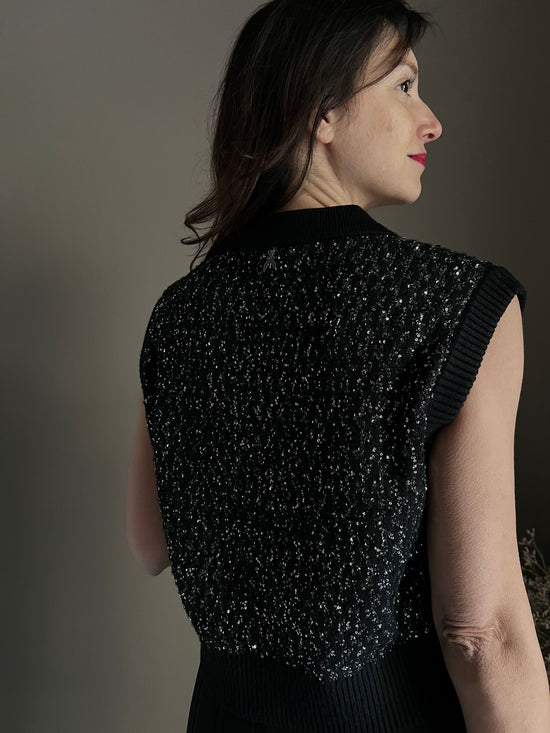 Gilet in maglia con paillettes