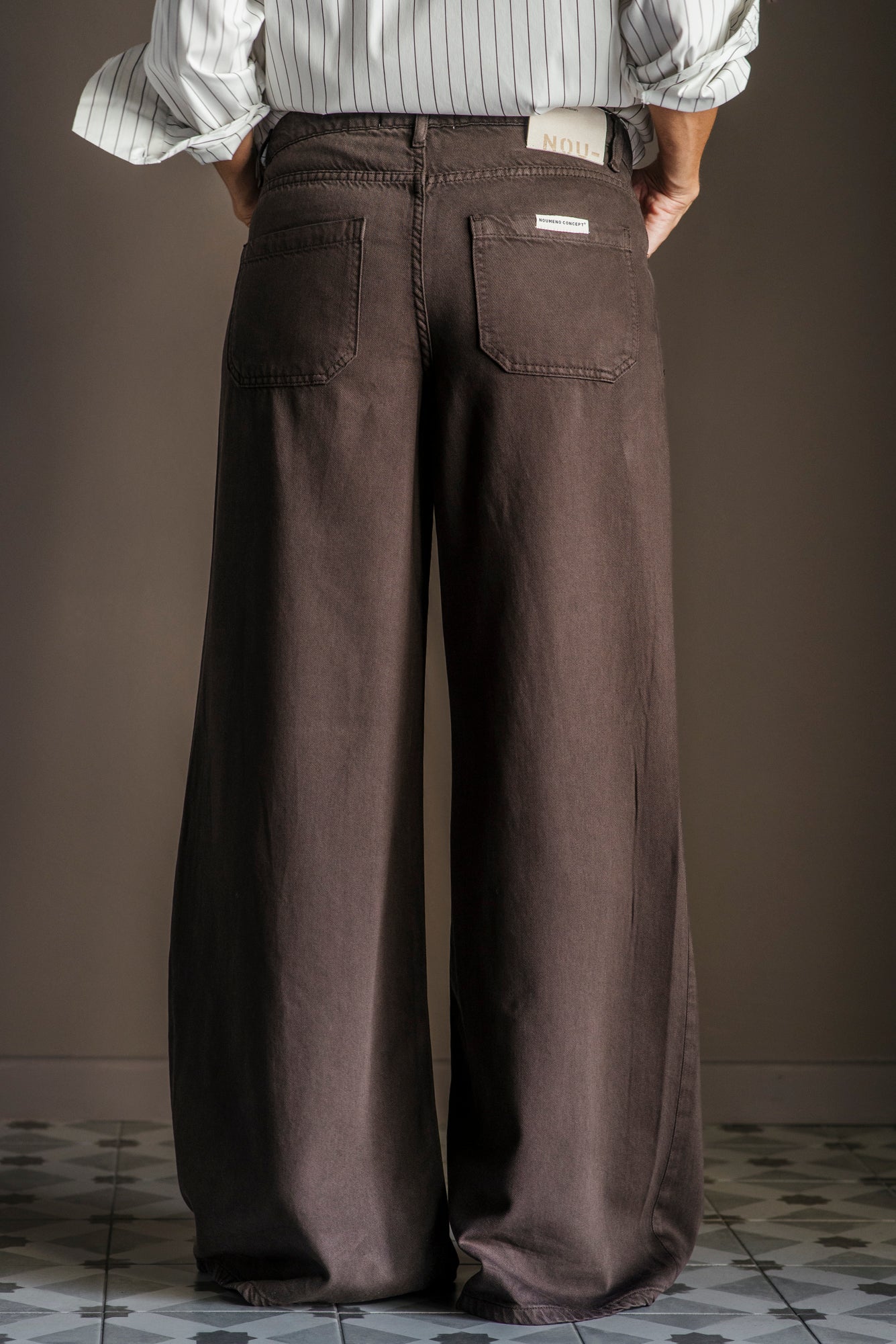 Pantalone wide leg in tencel fondente