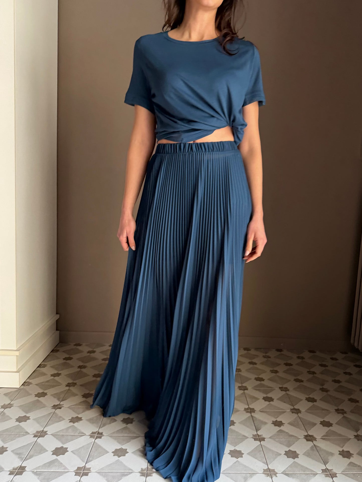 Gonna lunga plisse’ Lagon Blu