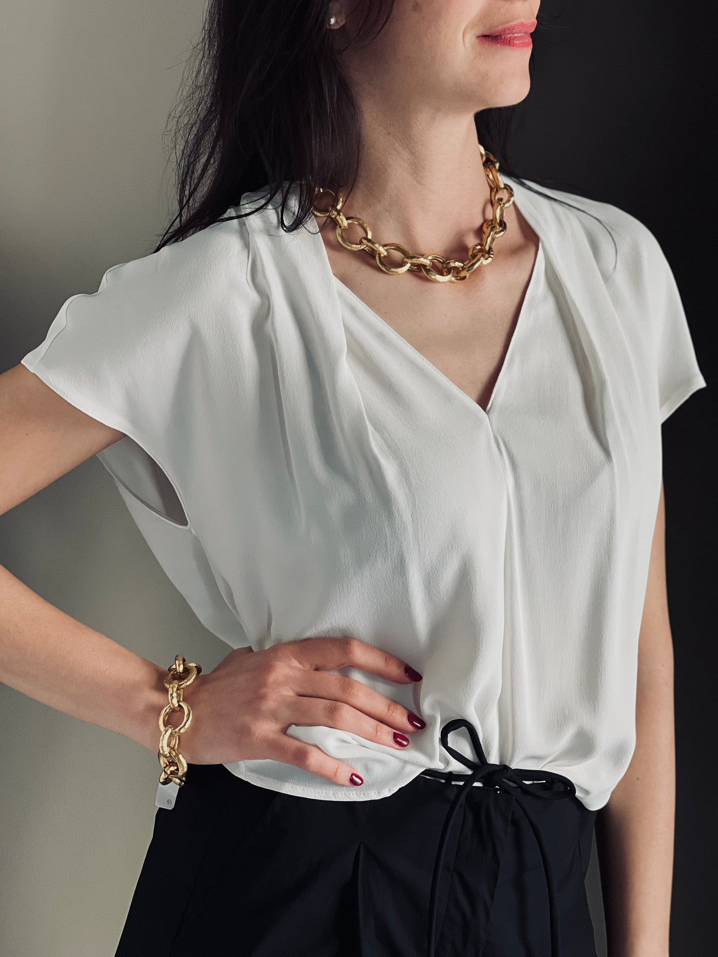 Blusa in viscosa scollo a V
