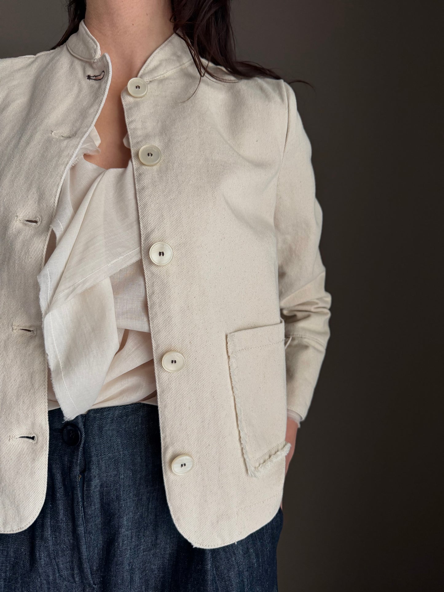 Giacca strutturata in cotone avorio