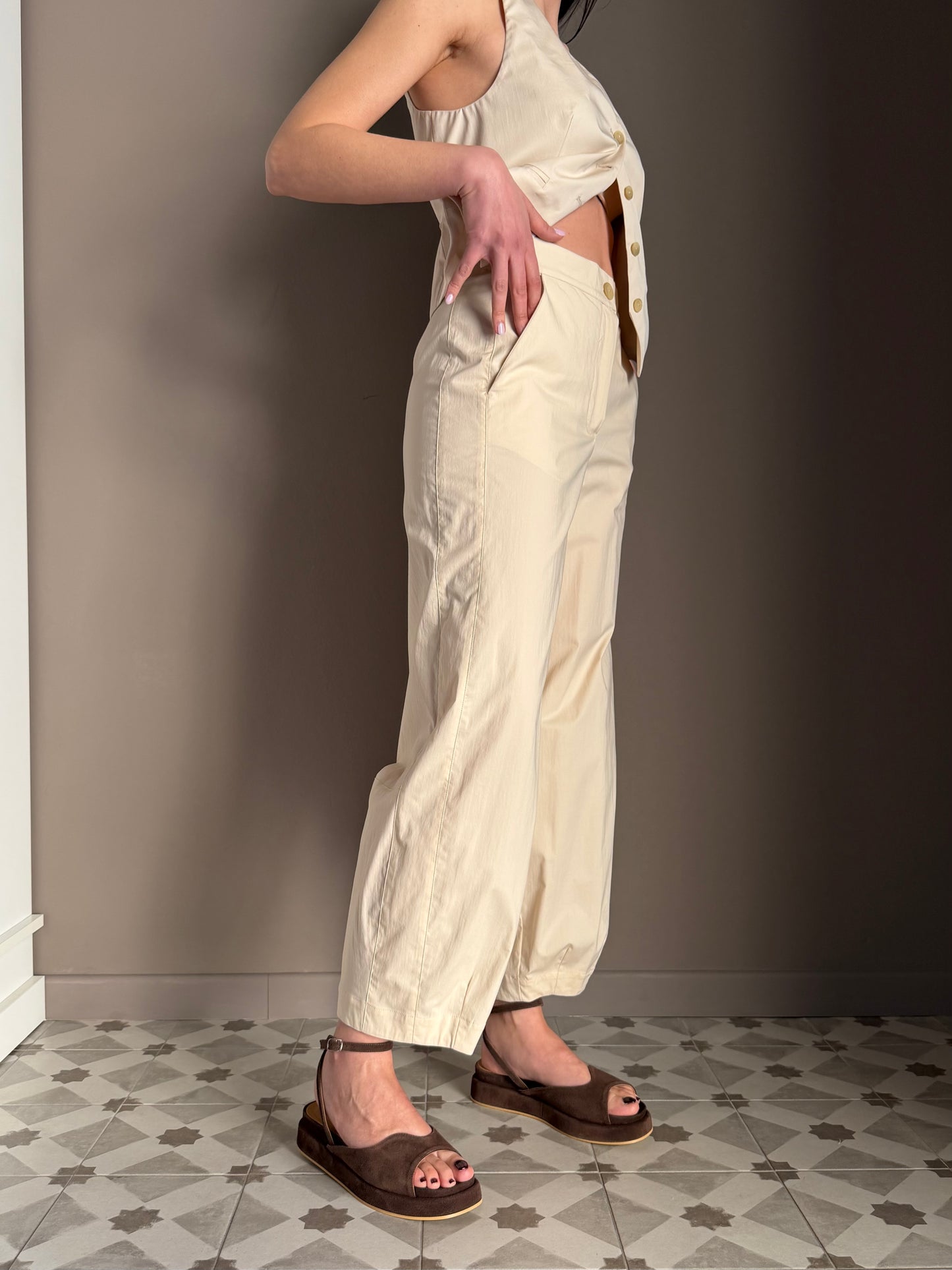 Pantalone “Balloon” Cotone beige