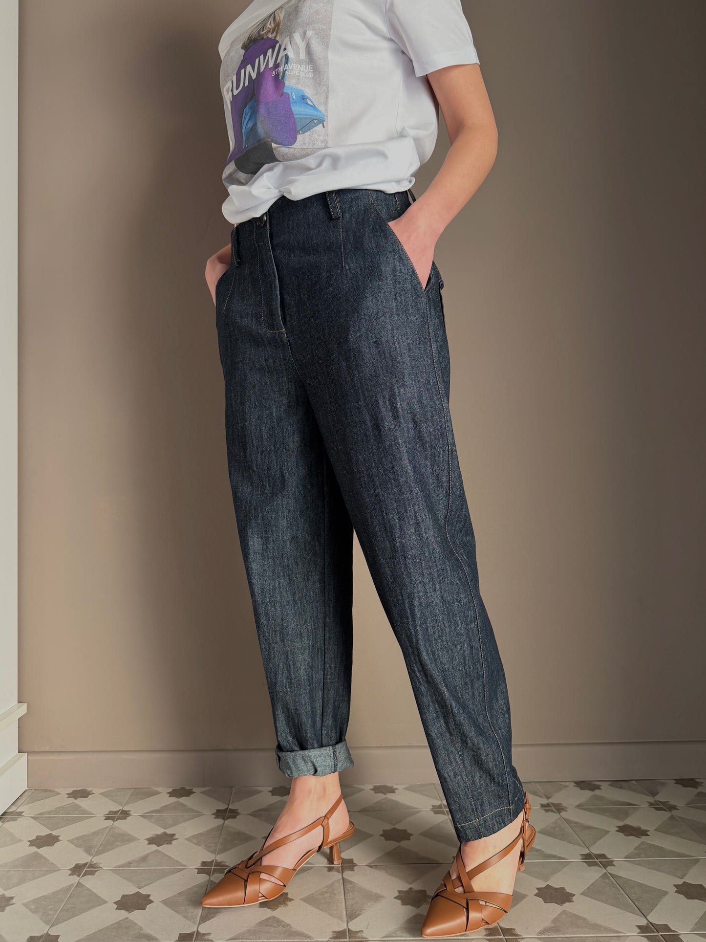 Pantalone modello Alessia In Chambray