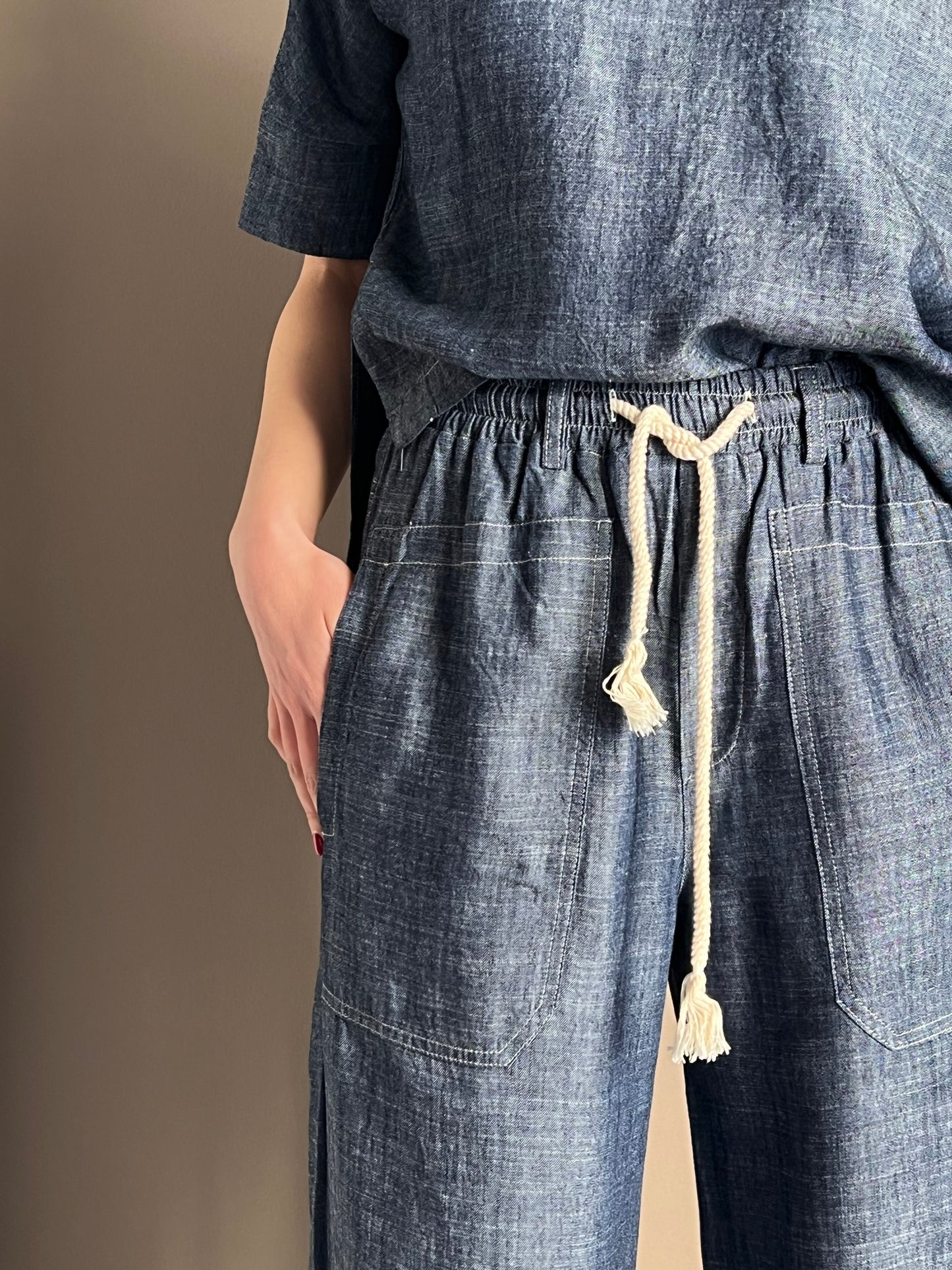 Pantalone palazzo in chambray