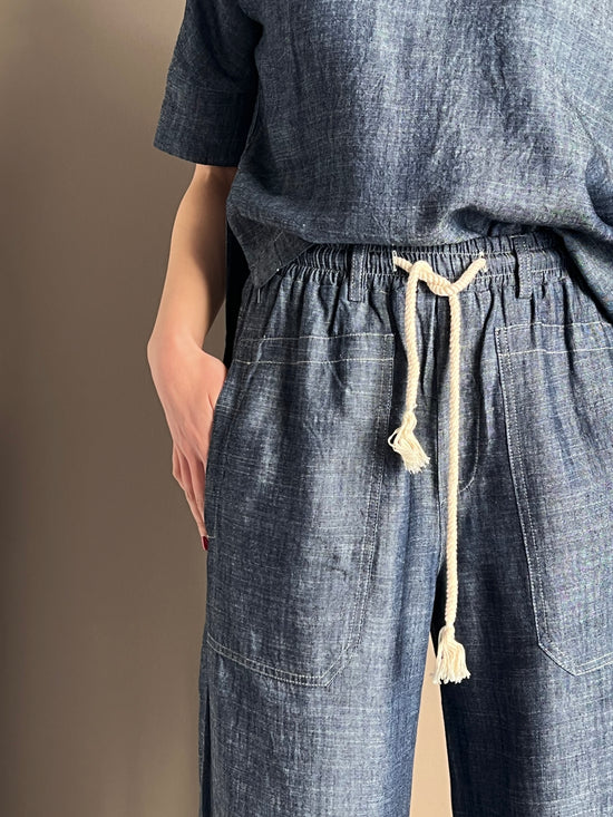 Pantalone palazzo in chambray