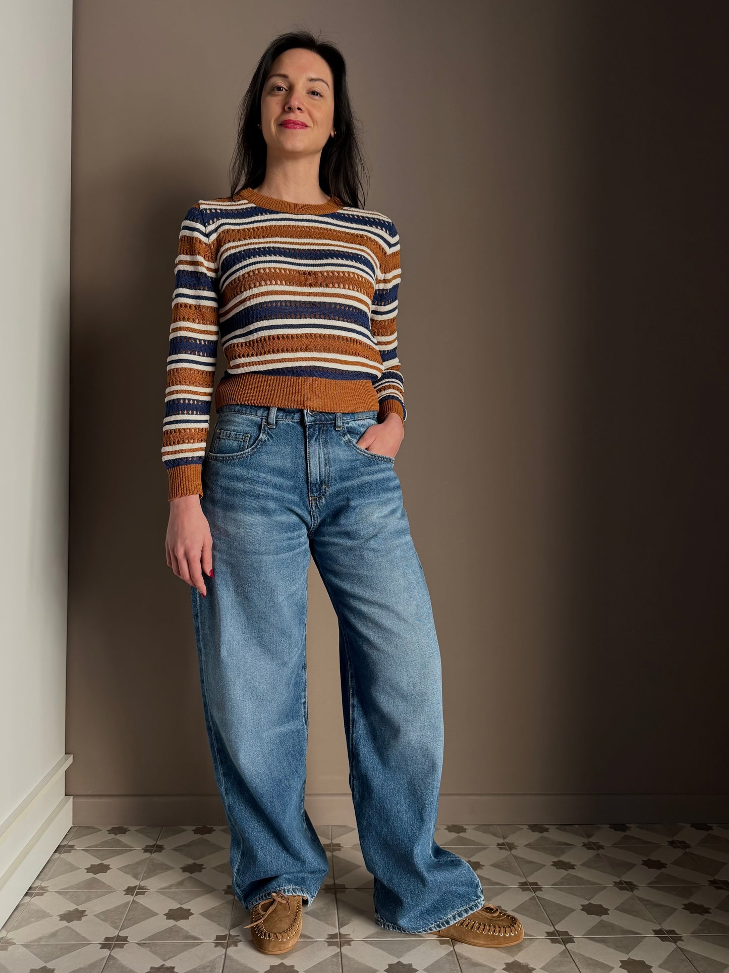 Pantalone Icon Denim modello Bea blu medio