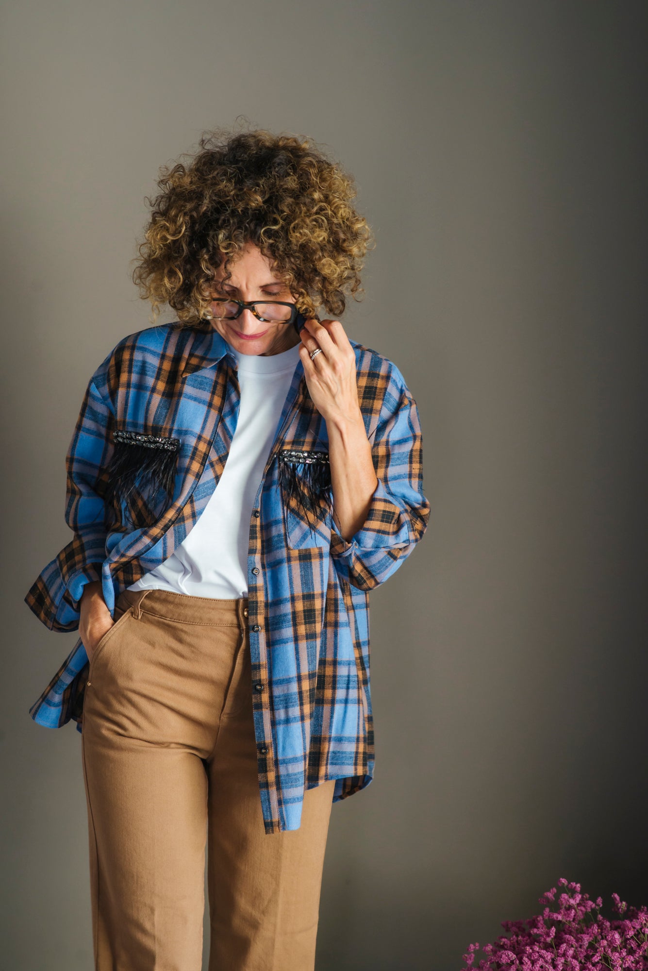 Camicia tartan over con dettagli
