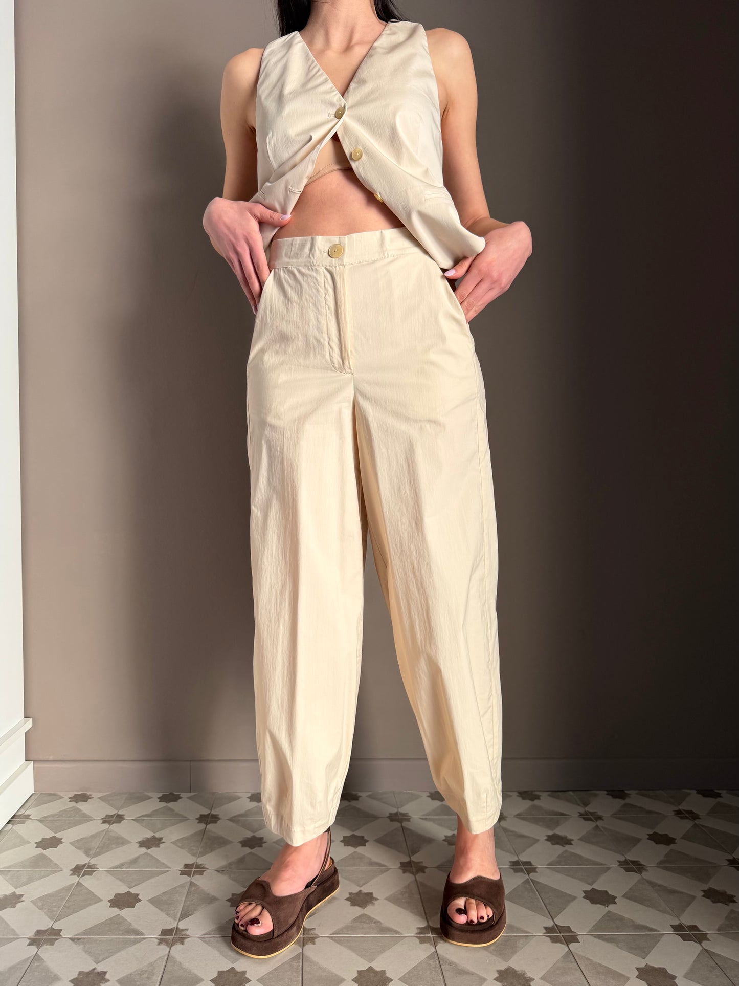 Pantalone “Balloon” Cotone beige