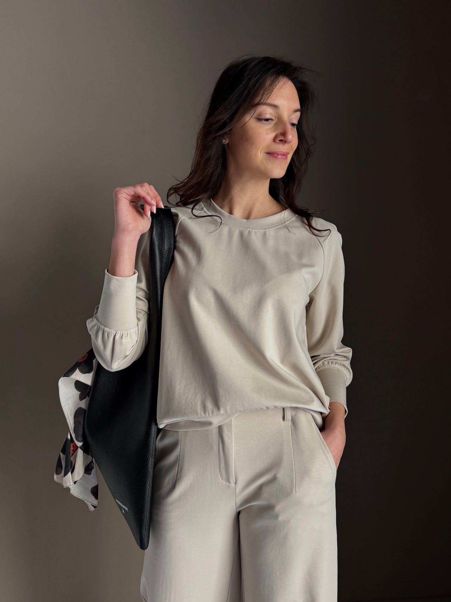 Maglia girocollo con polisino alto