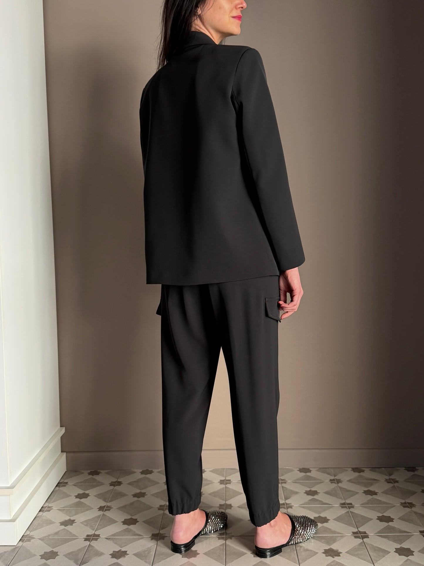 Pantalone cargo in crepe