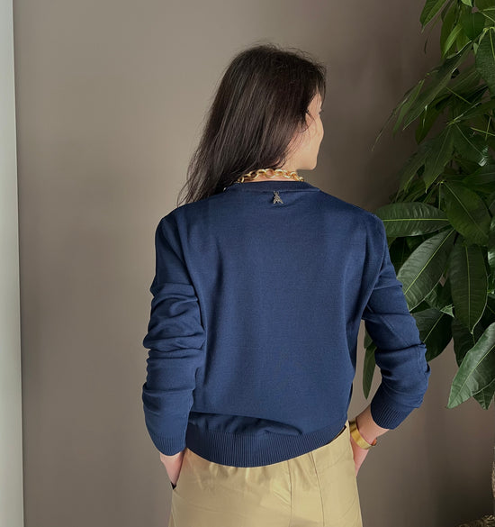 Maglia in viscosa manica lunga blu