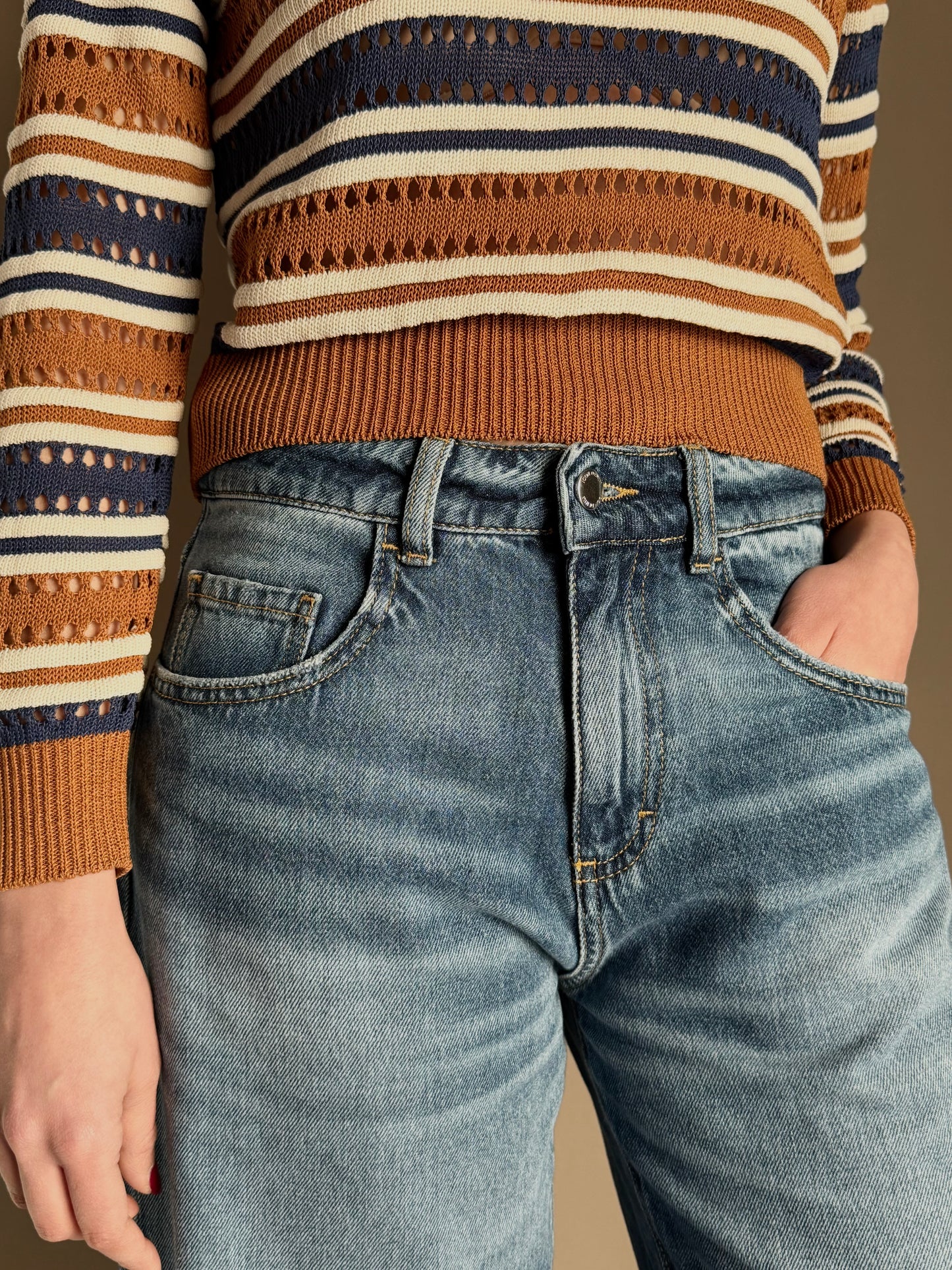 Pantalone Icon Denim modello Bea blu medio