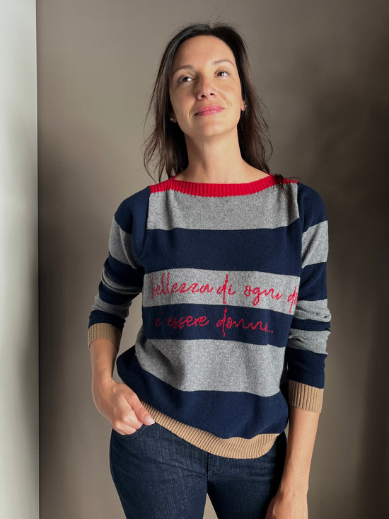 Maglioncino a righe in lana e cashmere
