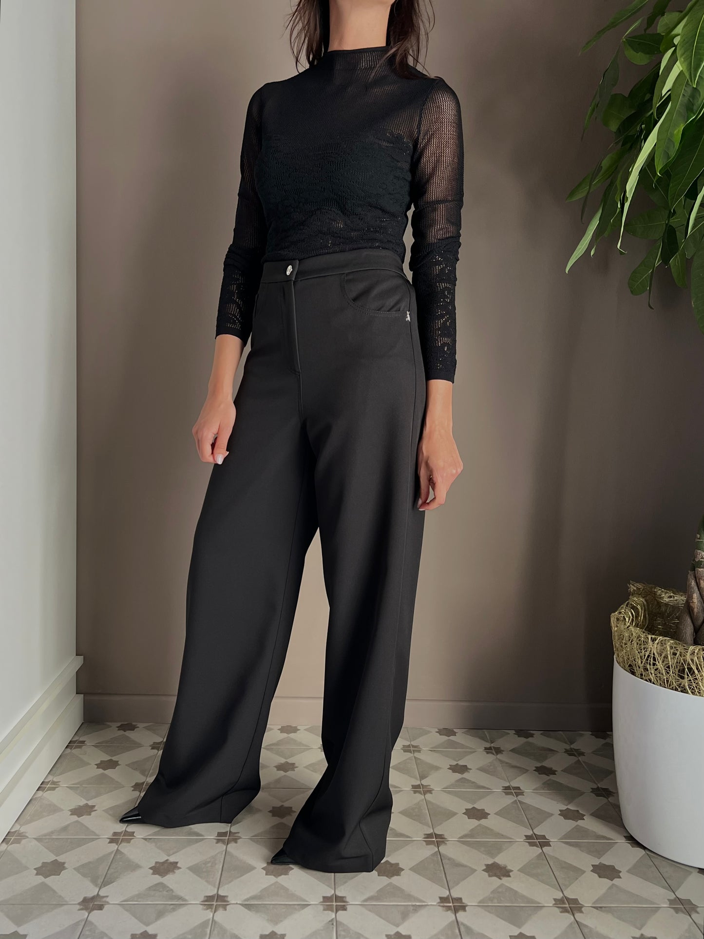Pantalone palazzo effetto jeans