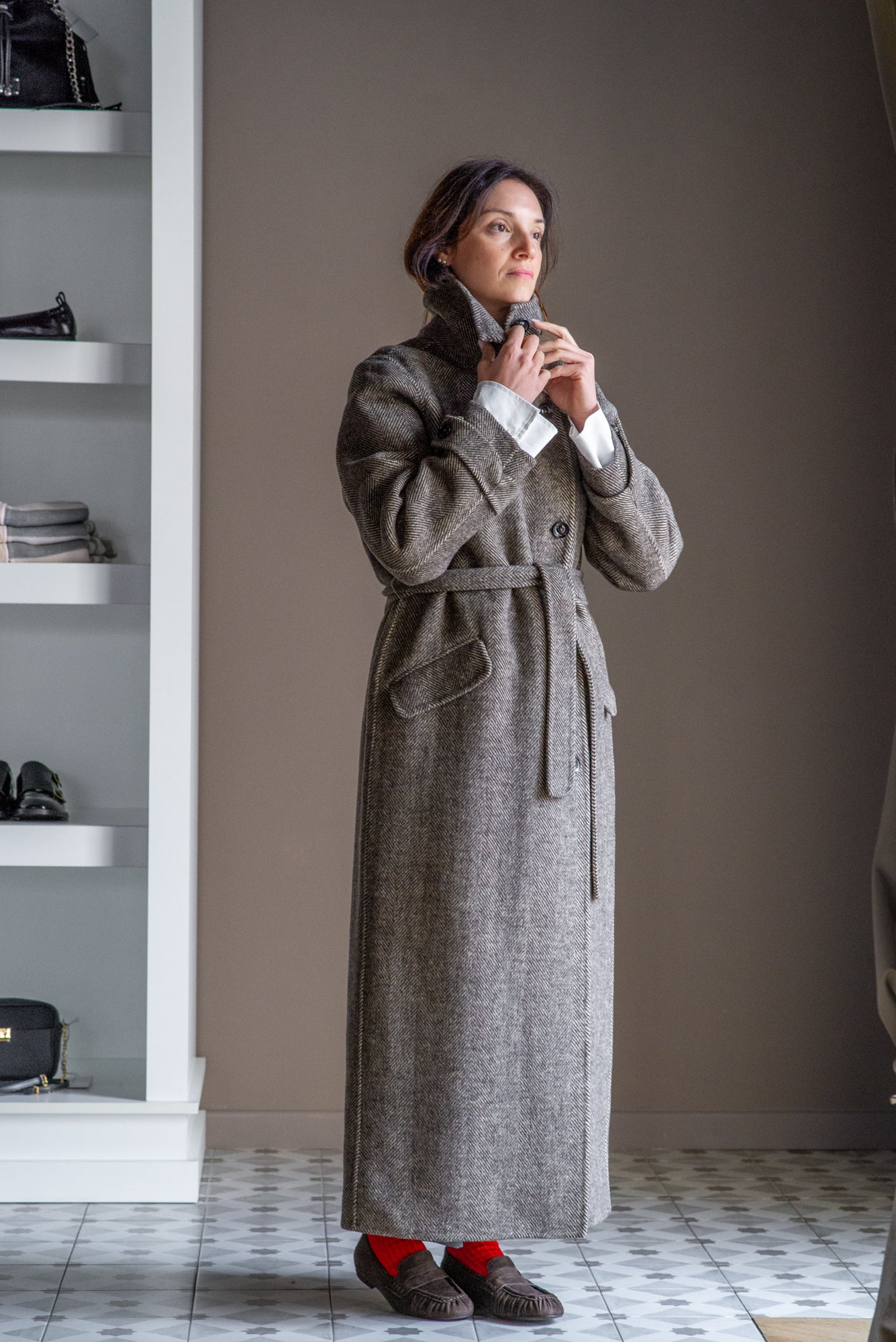 Cappotto Lungo a Spina di Pesce – Alessia Santi