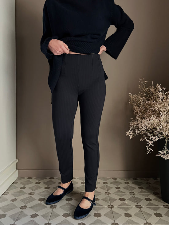 Pantaloni skinny in punto milano gessato blu