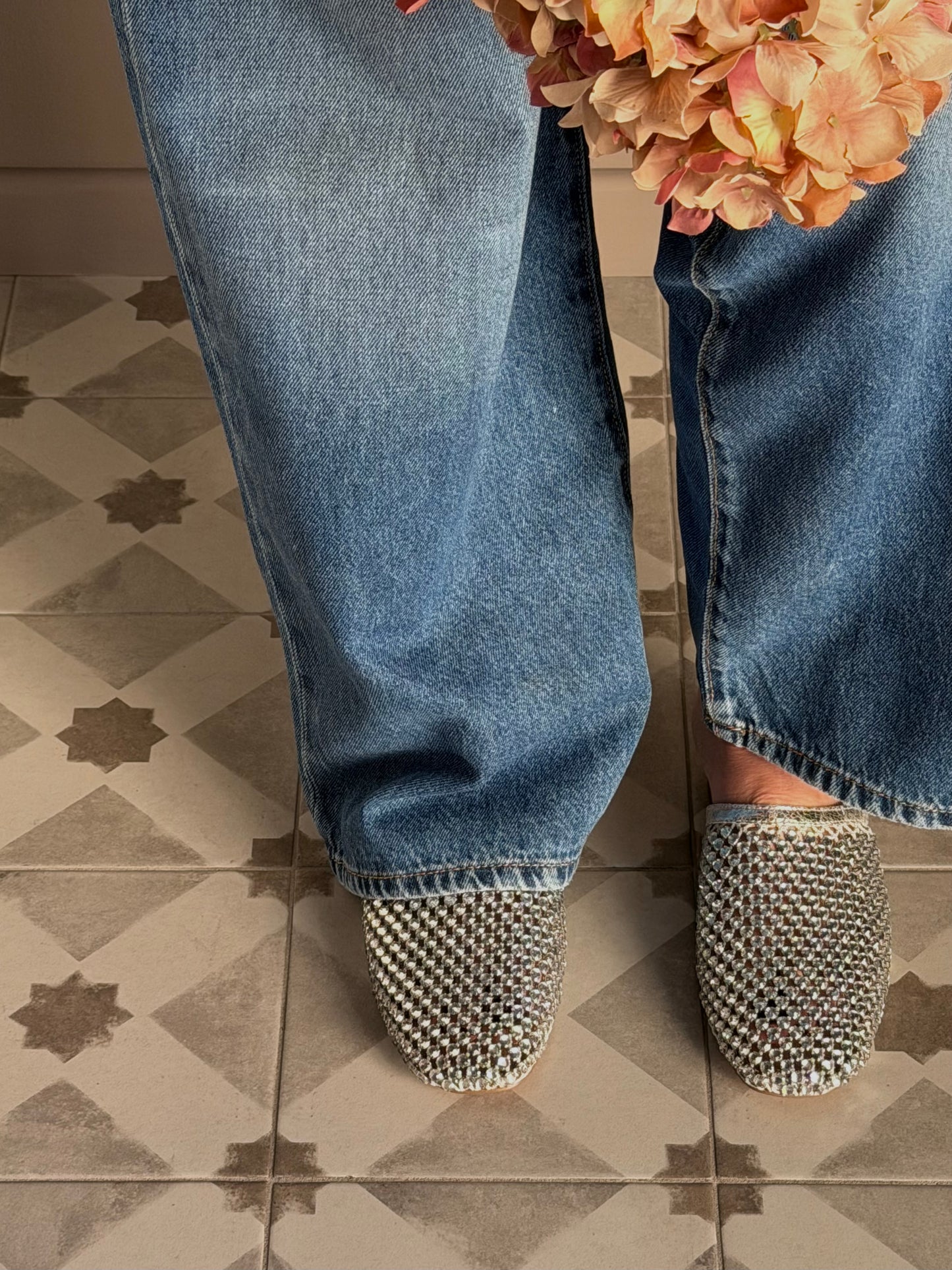 Mules flat in rete metallica