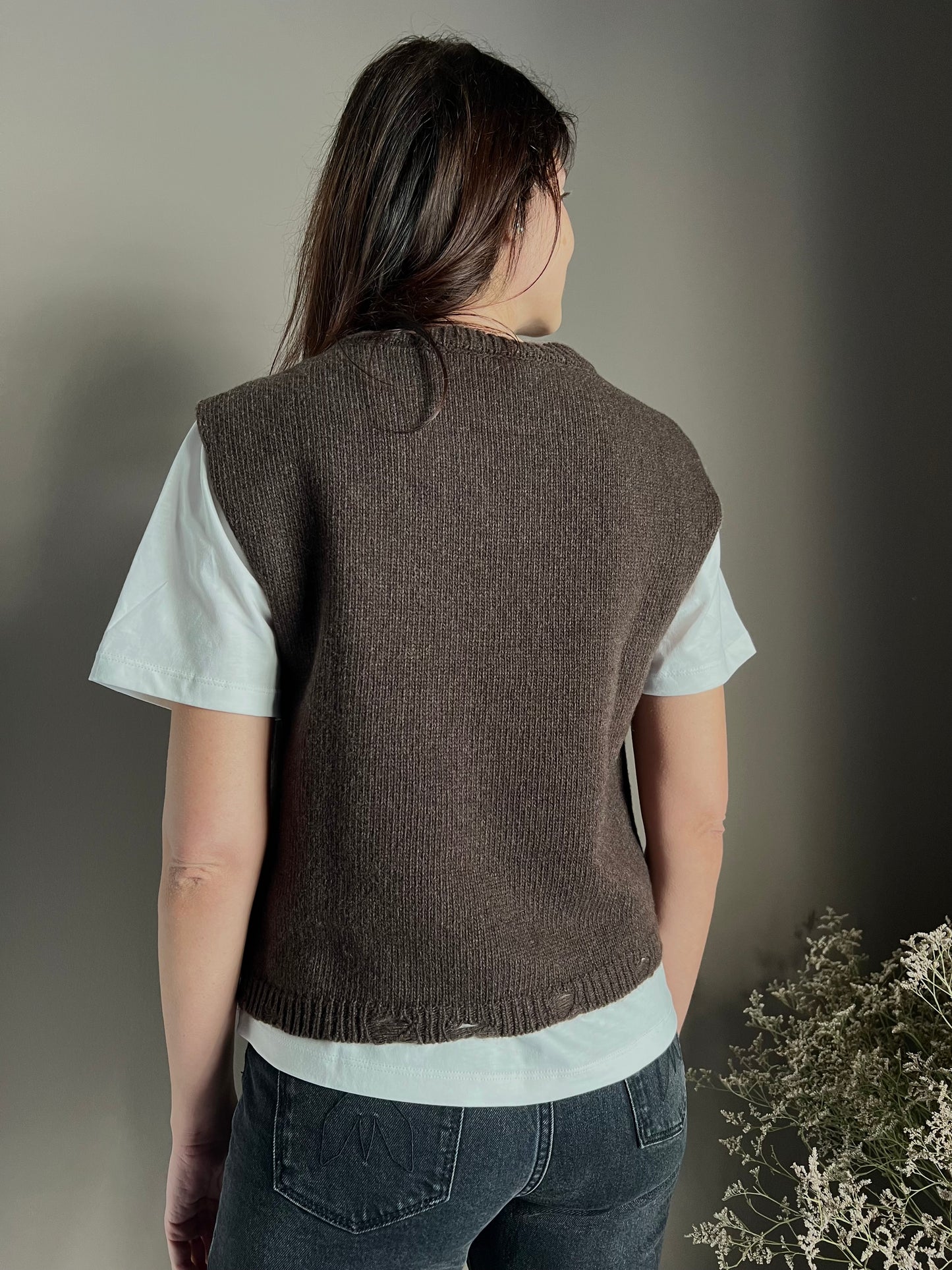 Gilet in maglia a treccia