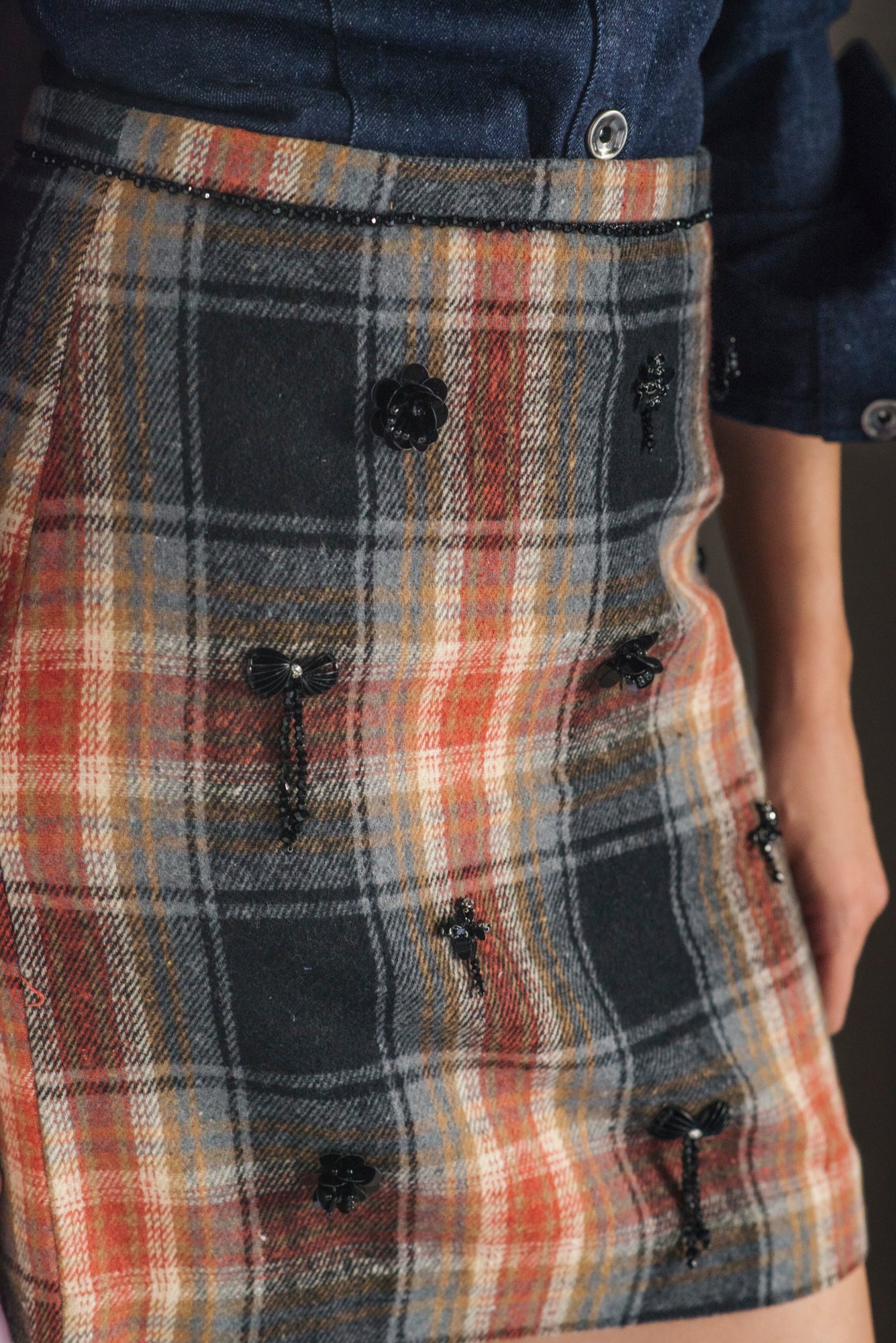 Minigonna in Tartan con applicazioni